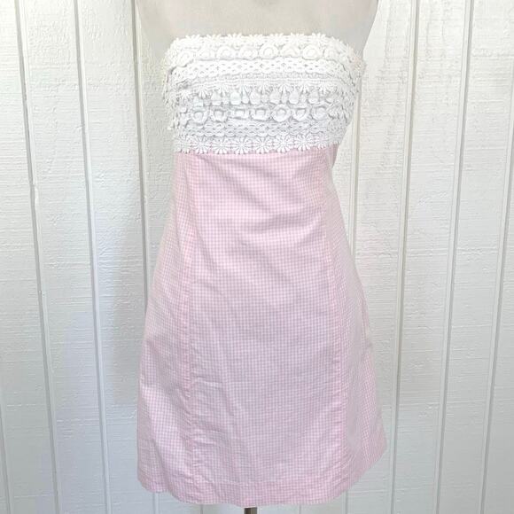 Lilly Pulitzer Women Franco Lace Pink Strapless Mini Dress Cocktail Party Size 2 - Picture 10 of 10
